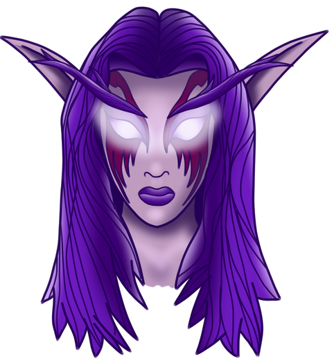 Straight on bust drawing of Duredris.